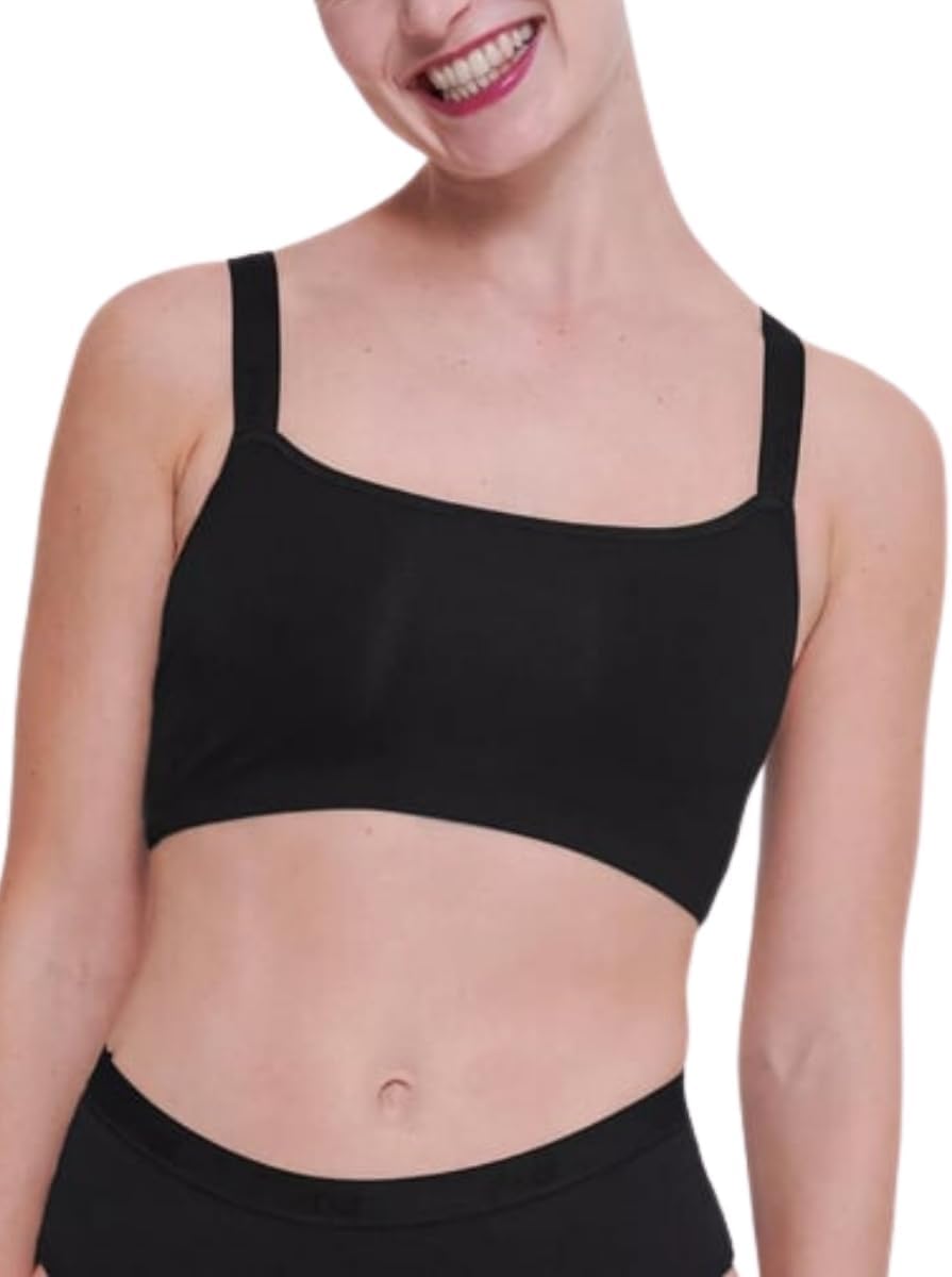 Sloggi Bralette Top GO Casual Soft Cup Bra Non Wired Organic Cotton Stretch Top Lingerie Black, XX-Large