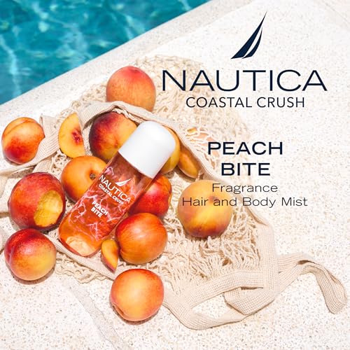 Image of Nautica Peach Bite, a Refreshing Gourmand Hair & Body Mist for Women, Notes of Peach Iced Tea, Peony, and Blond Woods Accord, Long Lasting, 8.0 fl oz