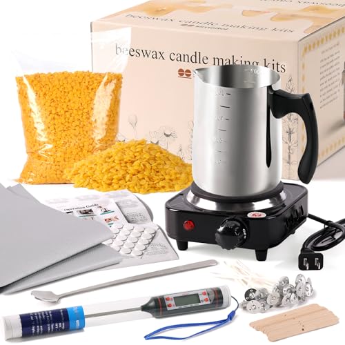 simeitol 2lb Yellow Beeswax Candle Making Kit for Adults, Complete