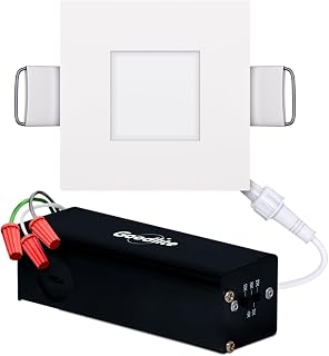 Goodlite 2-inch 5W - LED Recessed Ultra-Thin Square Slim Wafer Downlight, Dimmable (Triac), 300 Lumens, 5 Color Selectable 27k-30k-35k-41k-50k, CRI 90+, ETL Listed, 50k Hour, 40W Equal, 1ct (G-20217)