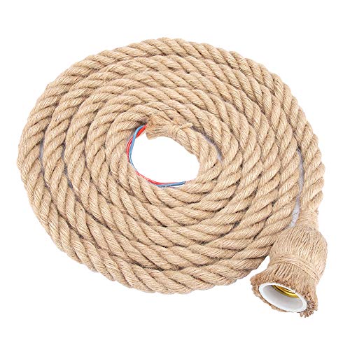 Suspension luminaire corde E27 rétro en chanvre naturel tressé 1,5m 1 tête