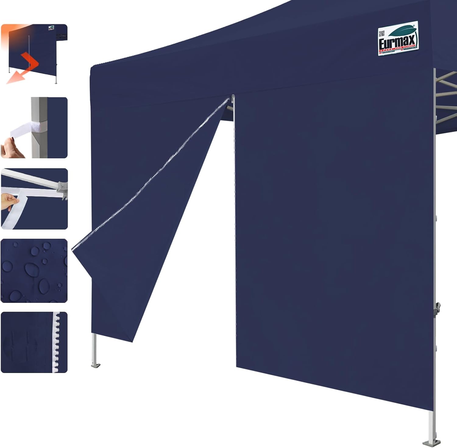 Eurmax USA Instant Canopy SunWall Canopy Middle Zipper Wall for Easy Entry and Exit Sidewall for Pop Up Canopy Tent,1 Pack Sidewall Only (10Ft×5.6Ft,Navy Blue)