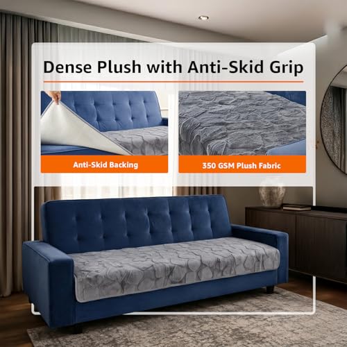 Image of Amazon Basics - Rabbit Fur Make Your Own Sofa Cover |70 x 180 cm| Microfiber Sofa Slipcover | 350 GSM (Grey, 3 Seater)