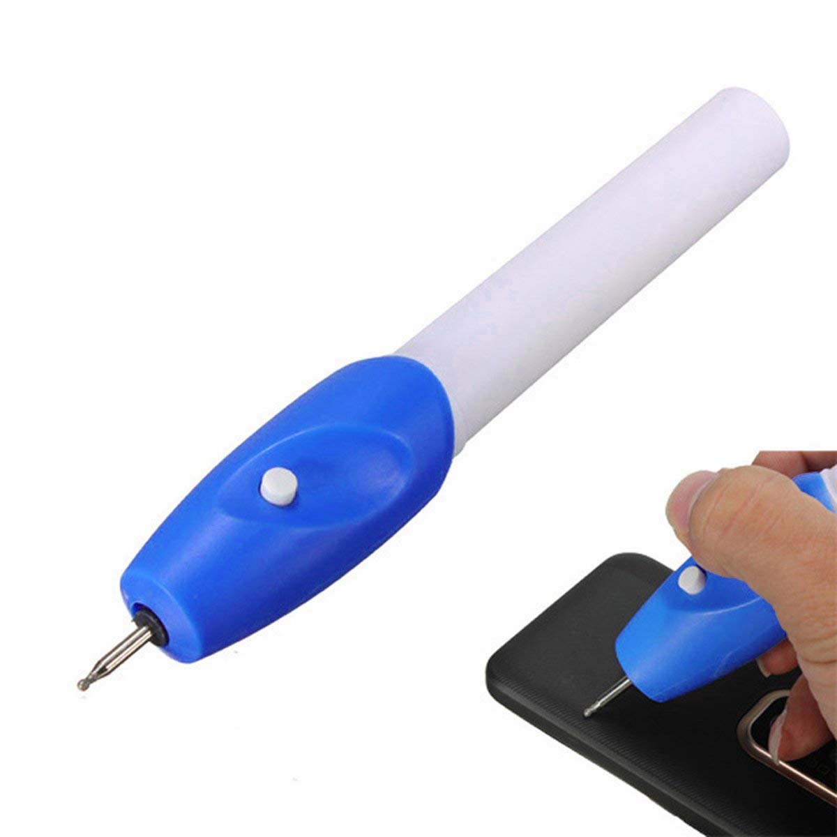 Qureza All Surface Writing Battery Operated Engrave Pen with 2 Engraving Tips (White)