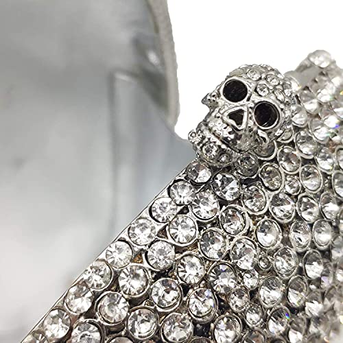 Image of Boutique De FGG Skull Crystal Clutch Purse for Women Formal Rhinestone Clutch Evening Bag Halloween Minaudiere Handbag,Mini