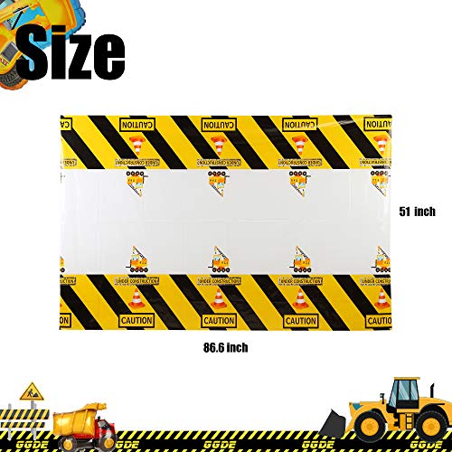 4 Pcs Construction Tablecloth Boys Birthday Dump Truck Theme Plastic Table Cover Party Decor Supplies Yellow #TOP2