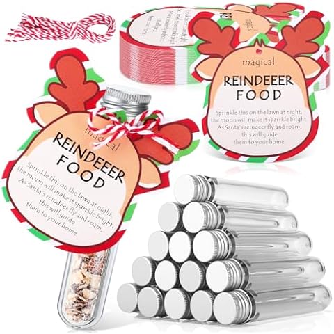 24 Pcs Christmas Reindeer Food Glass Jar Paper Card Christmas Eve Present Xmas Eve Gift, Party Favor, Tradition Cover