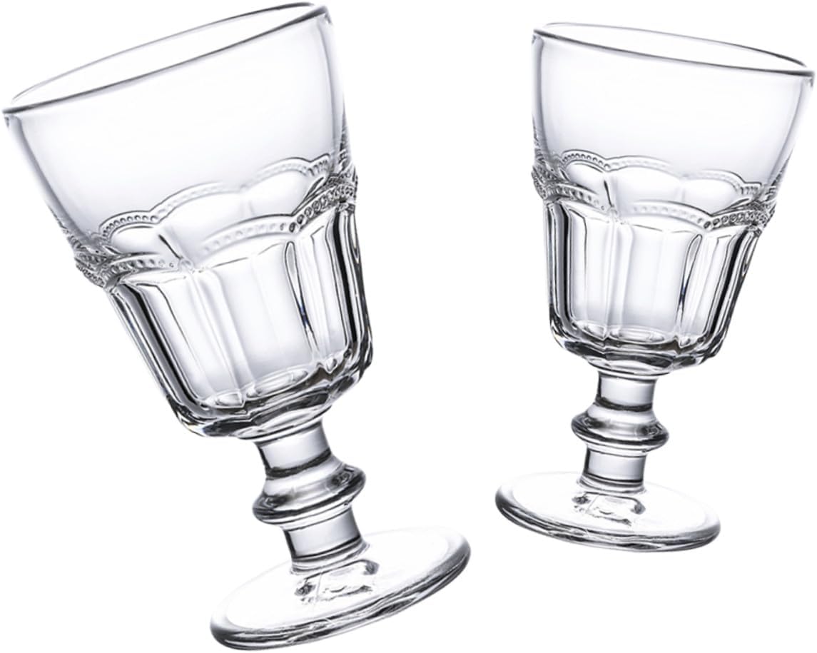 TIDTALEO European Style Glass Goblets 2pcs Set Crystal Wine Glasses with Long Stem for Milk Tea Ice Coffee Dessert Cups Home Bar Use Style