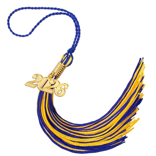 2026 Tassel Graduation Blue and Gold Graduation Tassel 2026 Tassel Charms for Graduations Cap Decorations Tassels Memorial Grad Cords for College High School Graduate Hat Ceremonies Accessories