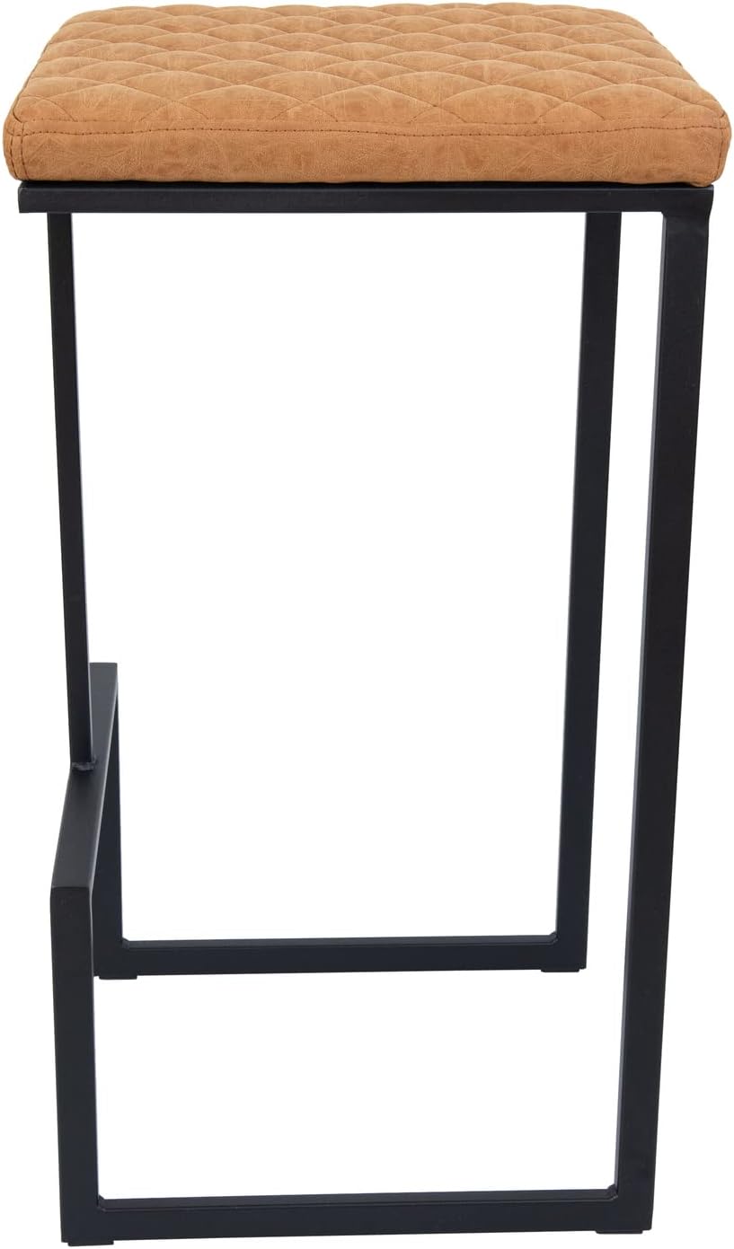 HomeStock Bar Stools for Kitchen Island - Leather Quilted Bar Height Stools - Metal Frame - Stylish & Comfortable