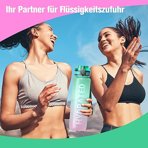 Sahara Sailor Trinkflasche, Sport Trinkflasche, [BPA-frei Tritan] 1L/500ML/750ML Auslaufsicher Sport Wasserflasche, Sportflasche für Fahrrad, Camping, Yoga, Gym (1 Flasche)