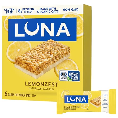LUNA Bar - LemonZest Flavor - Gluten-Free - Non-GMO - 7-9g Protein - Made with Organic Oats - Low Glycemic - Whole Nutrition Snack Bars - 1.69 oz. (6 Pack)