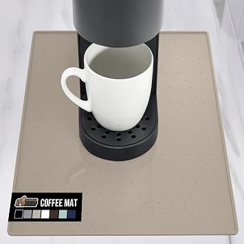 GORILLA GRIP Silicone Coffee Mat, Espresso Bar Essentials, 10x14, Almond