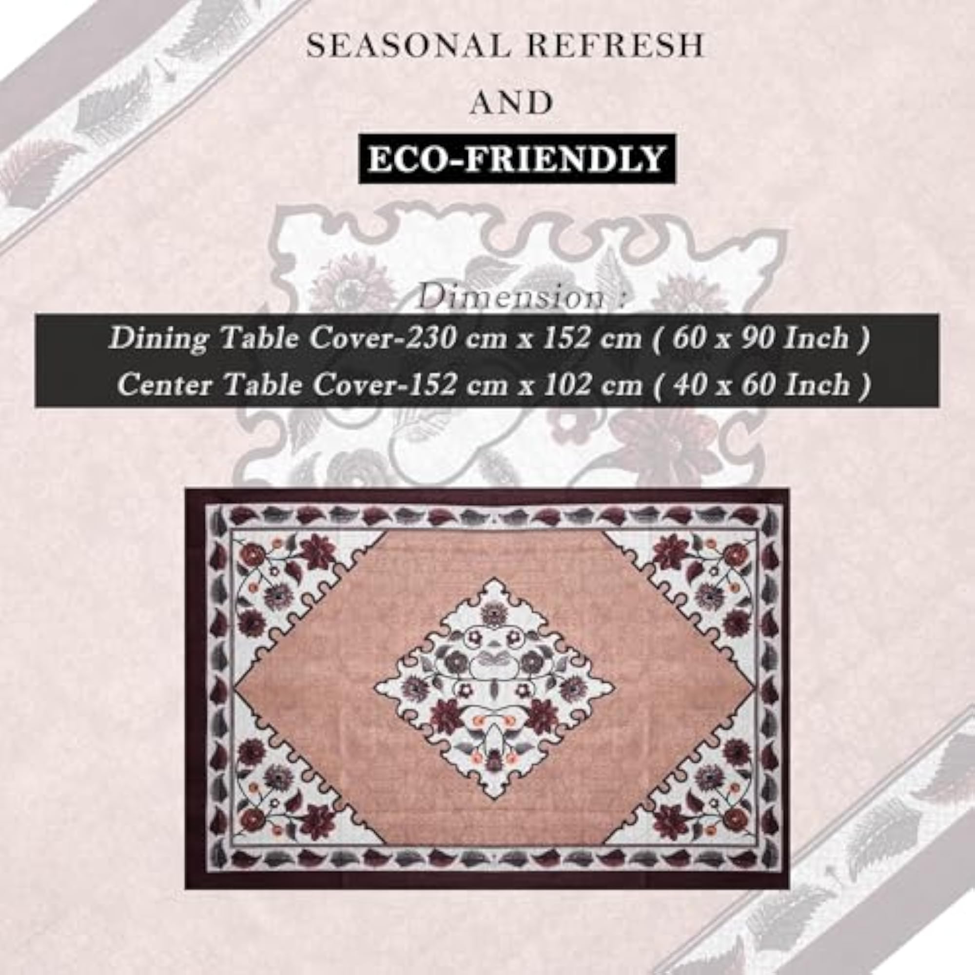 Center & Dining Table Cover Set, Flower Digital Print