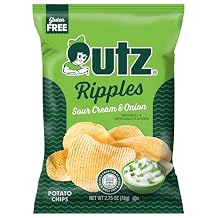 Utz Ripples Sour Cream & Onion Potato Chips 2.75 oz Bags 14 Count Classic Creamy and Savory Flavor with Thick Rippled Crunch Snack Pack for Lunches and Parties