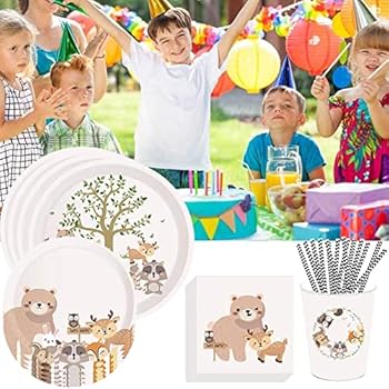Ensemble De Fournitures De Fête D'anniversaire D'animaux De La Forêt | Super Mignon, Ensemble