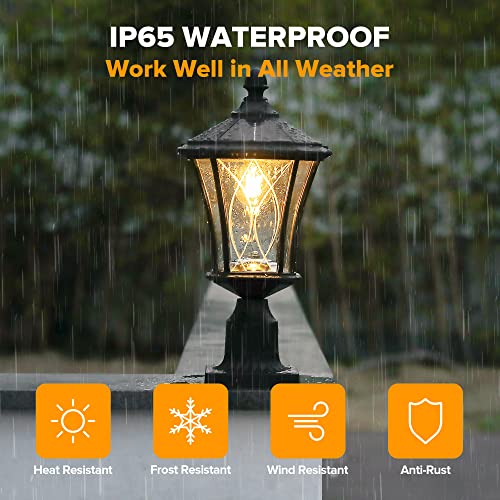 LUTEC Solar Outdoor Lamp Post with Pier Mount, Dusk to Dawn Waterproof Light for Exterior Use