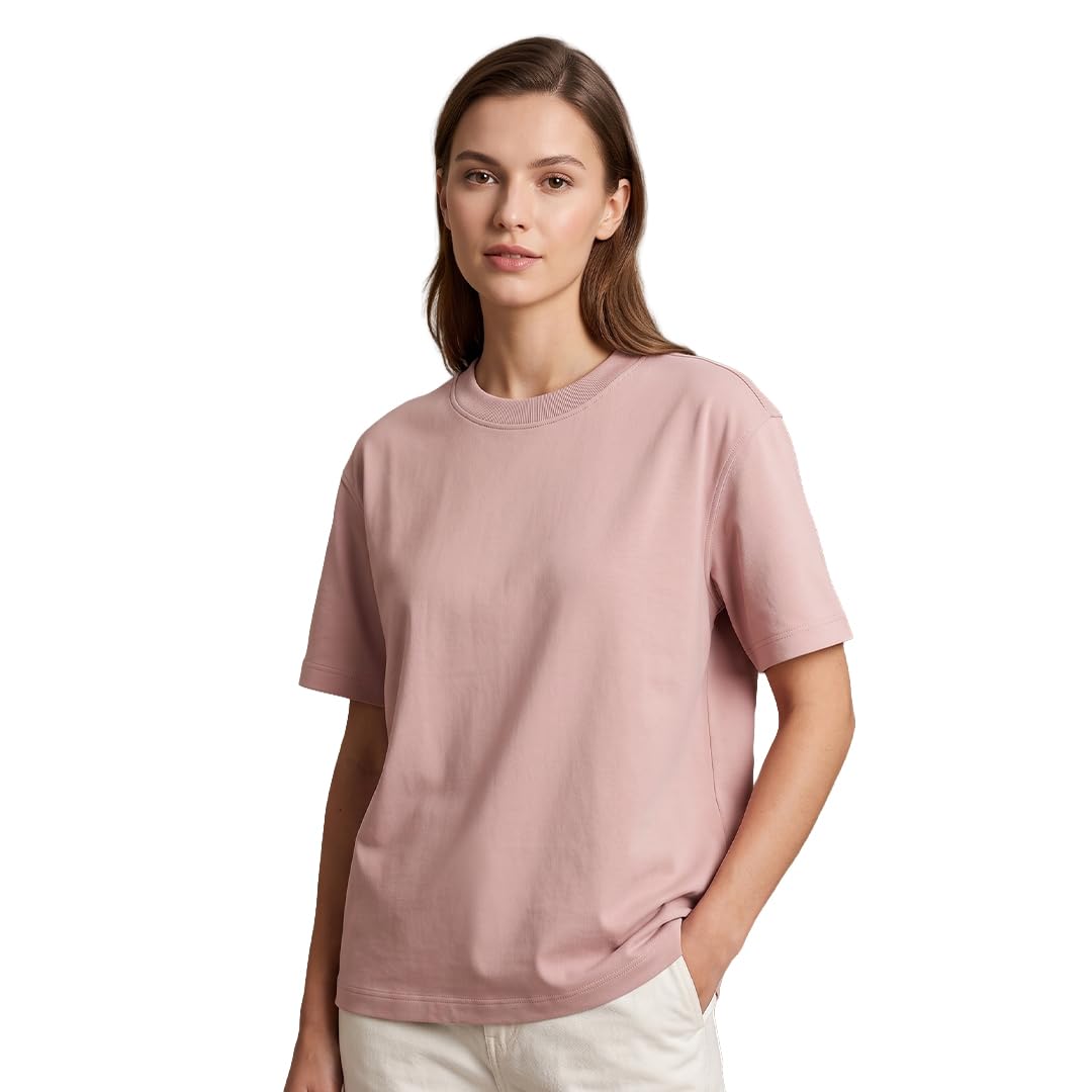 nobero 100% Cotton Oversized T-Shirts for Women Stylish | Oversized Fit | Solid T Shirts for Women 220 GSM Combed Cotton | Crew Neck Half Sleeve-picture-43