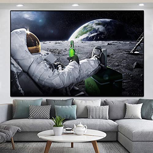Imprimer des affiches drôle mur art de haute netteté avec cosmonaute sur la lune
