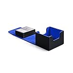 ZLCA Card Deck Box with 2 Dividers for MTG Cards, Large Horizontal Card Storage Box Fits 150+ Single Sleeved Cards, PU Leather Commander Deck Box for TCG CCG (Black& Blue)