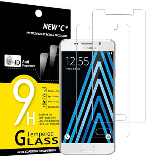 NEW'C 2 Stück für Samsung Galaxy A3 2016 für Panzerglas, Frei von Kratzern, 9H Festigkeit, HD Bildschirmschutzfolie, 0.33mm Ultra-klar, Ultrawiderstandsfähig