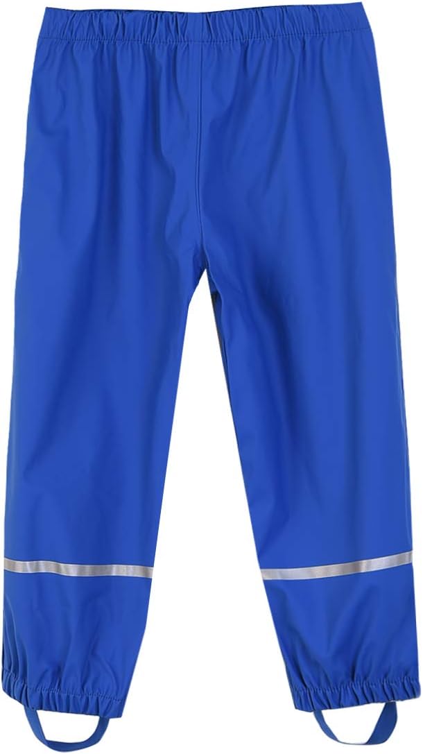 Hiheart Boys Girls Waterproof Rain Pants Lightweight Single Layer Overpants Rainwear