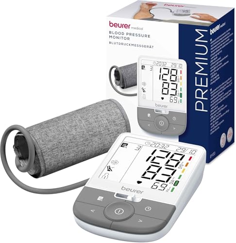Beurer BM 53 Oberarm-Blutdruckmessgerät, made in Europe, klinisch validiert, AFib-Erkennung zur Schlaganfallprävention, Risikoindikator, Armumfänge 22-42cm, Datenübertragung zu Apple Health und co.