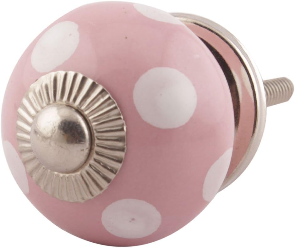 Indian Shelf Ceramic Pink Polka Dot Modern Cabinet Pulls Dresser Knobs Drawer Handles Stylish Look