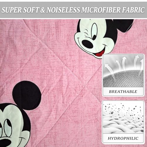 Image of MORADO Glace Cotton AC Comforter /Blanket /Quilt for Single Bed | Soft & Breathable Lightweight AC Quilt | Reversible All Season Bedding Comforter |Size 60x90 Inches,Pink & Micky,Single