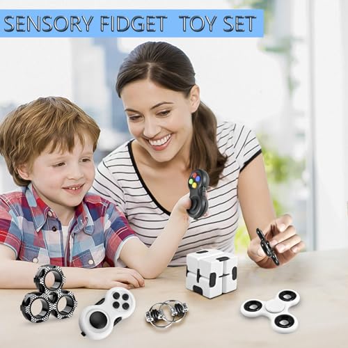 5PC Fidget Toys Adults Set Fidgets for Classroom Must Have Autism Sensory Pack Figette Cube ADHD Special Treasure Prize Tool Stress Relief Desk Cool Gadget for Kid Easter Basket Stuffers for Teen Boys - Image 5