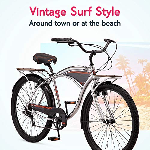 Kulana Lakona Tide Adult Beach Cruiser Bike, 26-Inch Wheels, 7-Speed, Silver #TOP1