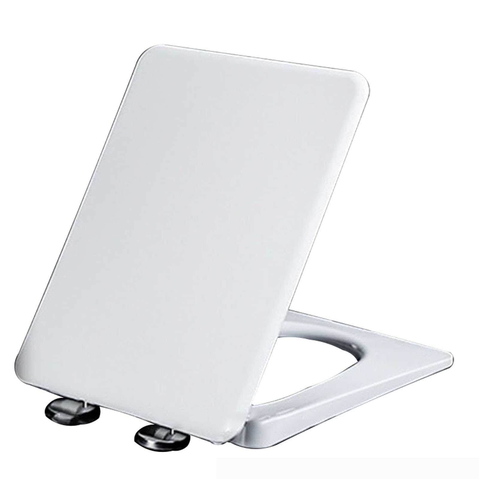 Square Soft Close Toilet Seat, PP White Polypropylene Quiet Slow Close Toilet Seats, Quick Release, Easy Clean and Install, Adjustable Hinges, 45x35.5cm