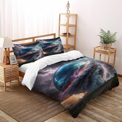 Housse de couette 3D Sci-Fi en microfibre premium, parure de lit double aux finitions durables