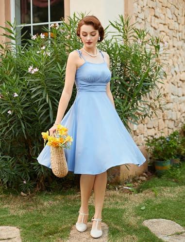 Image of Belle Poque Women's Spaghetti Strap Midi Vintage Tea Party Dress | Belle Poque Women's Spaghetti Strap Midi Vintage Tea Party Dress,A-line,Cocktail Dress,Graduation Homecoming Dress