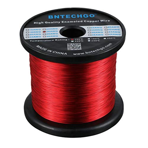 Image of BNTECHGO 26 AWG Magnet Wire 3 lb Red Enameled Copper Wire 0.0157 inch(0.40mm) | 26 Gauge Enameled Copper Coil Wire Widely Used For Transformers, Inductors, Speakers, Electromagnets, Educational Experiments