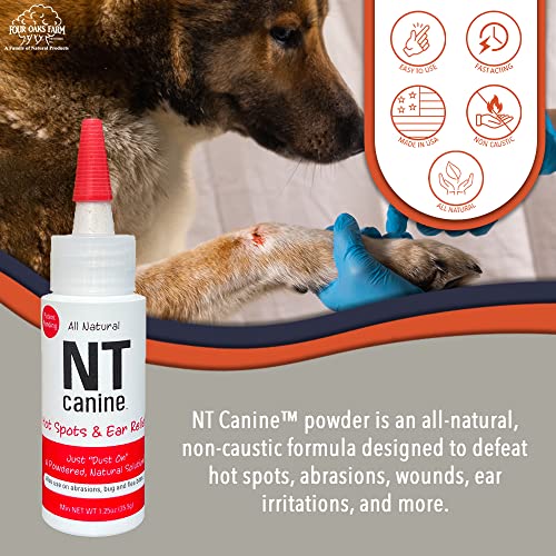 Four Oaks Farm Ventures, NT Canine Hot Spot & Ear Dry Powder - Treat Pet's Hot Spots, Cuts, Abrasions, Excema, Flea Bites, Ear Irritations - All Natural, Easy to Use, Non-Caustic, No Mess (1.25 oz) - Thumbnail 2