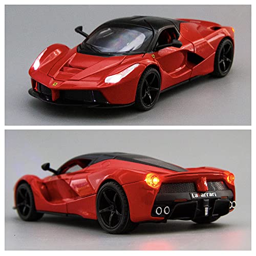 Bdtctk Compatible For 1:22 Ferrari Rafa Toy Model Car, Zinc Alloy Pull Back Car With Sound And Light And Body Door Opened, Toy Car For Kids Boy Girl Gift, Red #TOP5