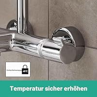 hansgrohe Crometta E - Duschsystem mit Wannenthermostat, Regendusche (240 x 240 mm) mit Wannenarmatur, Handbrause (2 Strahlarten), Schlauch, Brausestange und eckiger Kopfbrause, Chrom, 27298000 – Ansicht 4