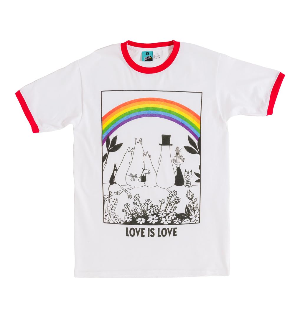 TruffleShuffle Moomin Pride Love is Love White and Red Ringer T Shirt