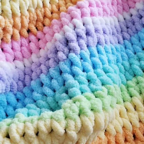 Image of Chunky Chenille Yarn for Crocheting,Green Fluffy Velvet Plush Yarn Thick Soft Chunky Chenille Yarn Baby Blanket Yarn for Crocheting Knitting Beginners 100g(Green Tone)
