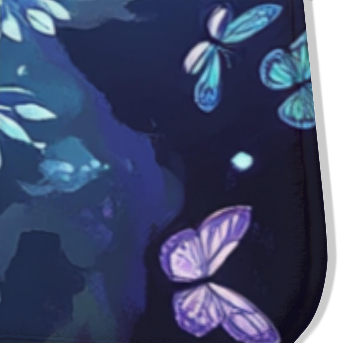 Magic Forest elk Wolf Butterfly Moonlight Fantasy Fairy Tale Scene Carpet Flannel Non-Slip Bathroom mat - Indoor - Living Room - Children's Bedroom Rug Blue 24x36inch