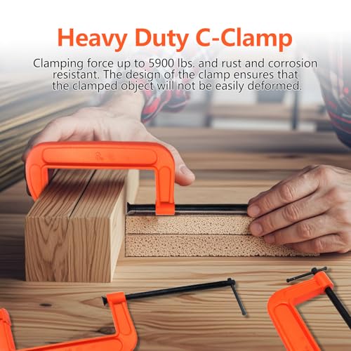 4 Pack C Clamps 8 Inch, Heavy Duty Versatile G-Clamps, Orange by Zhupoub - Used condition - Image 3