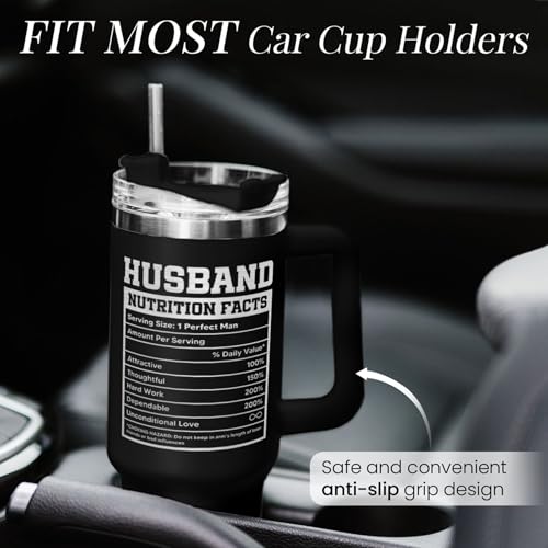 Image of Best Husband Ever Gifts, Husbands Tumbler with Handle 40oz Stainless Steel Insulated with Straw Lid, Gifts for Hubby from Wife, Presents for Husband Valentines Birthday ChristmasWedding Anniversary