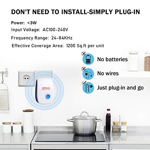 Ultrasonic Pest Repeller 6 Packs, Electronic Plug In Sonic Repellent Pest Control For Bugs Insects Roaches Mice Spiders Rodents Mosquitoes #TOP4