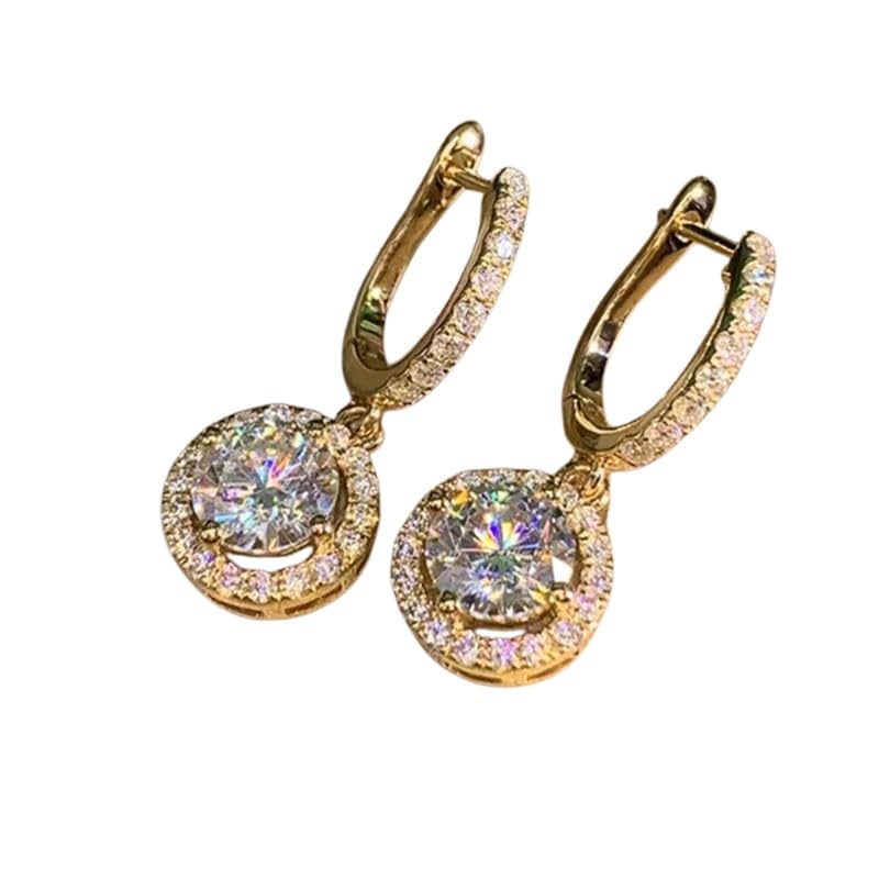 ftk Copper Round Halo Dangle Earrings | Zircon Studded Geometric Drop Earrings for Women and Girls-picture-45