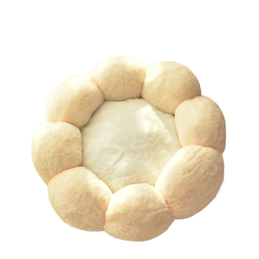 Lit en fleur pour grand chien beige 50 cm pour apaiser le stress et les douleurs