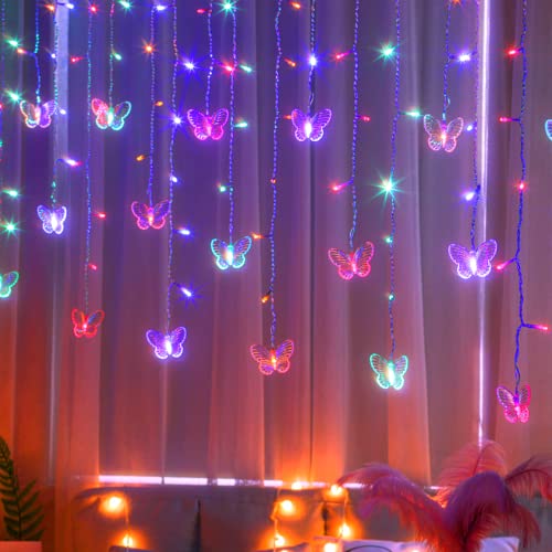 Butterfly Curtain Fairy Lights Usb Plug In,120 Led 8 Modes 20Ft Firefly Twinkle Icicle String Lights With Remote Timer Waterproof Copper Wire For Bedroom Patio Christmas Wedding Party Dorm(Multicolor) #TOP7
