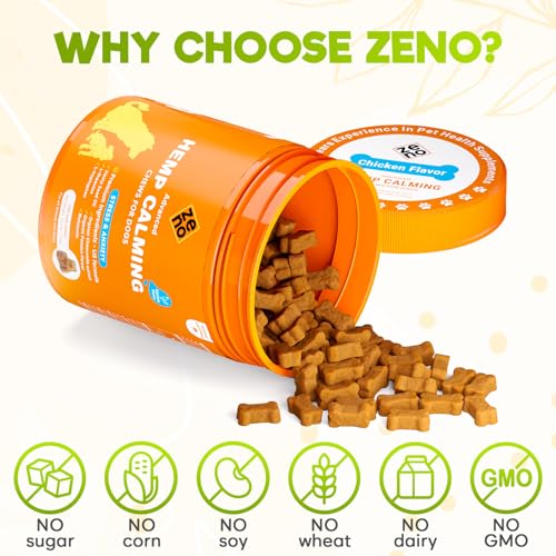 Image of ZENO Hemp Calming Chews for Dogs Anxiety - 150 pcs - Dog Anxiety Relief with Melatonin - Calming Chews for Stress, Travel, Check-up, Barking, or Grooming - Chicken Flavor