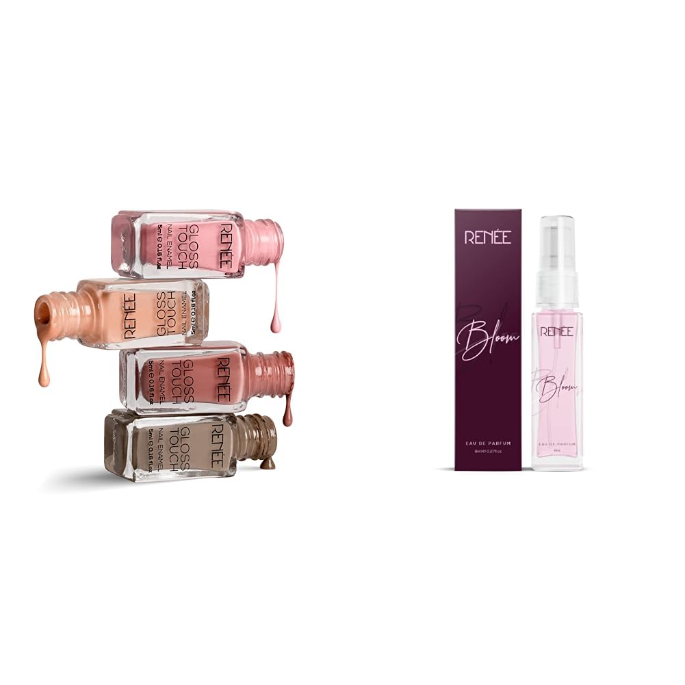RENEE Gloss Touch Glossy Finish Nail Paint Set Of 4 & Eau De Parfum Bloom 8 Ml Combo-image-21