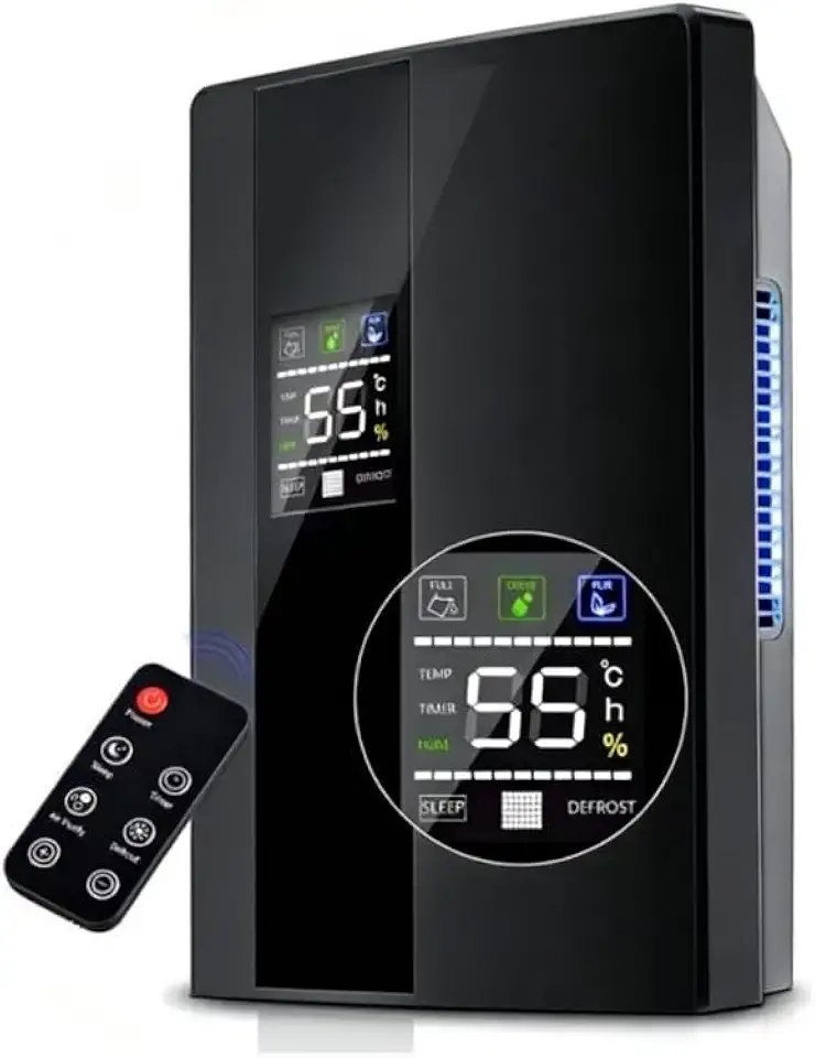 Desumidificador Elétrico de Ar 2000ml Antimofo Bivolt, com Controle Remoto, Redutor de Umidade Doméstico, Ideal para Quarto, Closet e Sala Residencial (Preto)